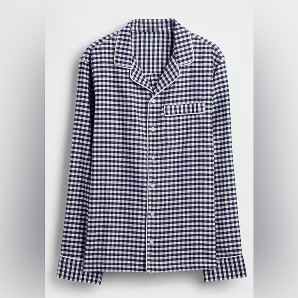 GAP‎ Adult Softest Navy and White Button-Down PJ Shirt